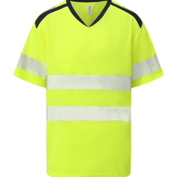 Hi-vis mandarin collar comfort trim t-shirt (HVJ430) Thumbnail